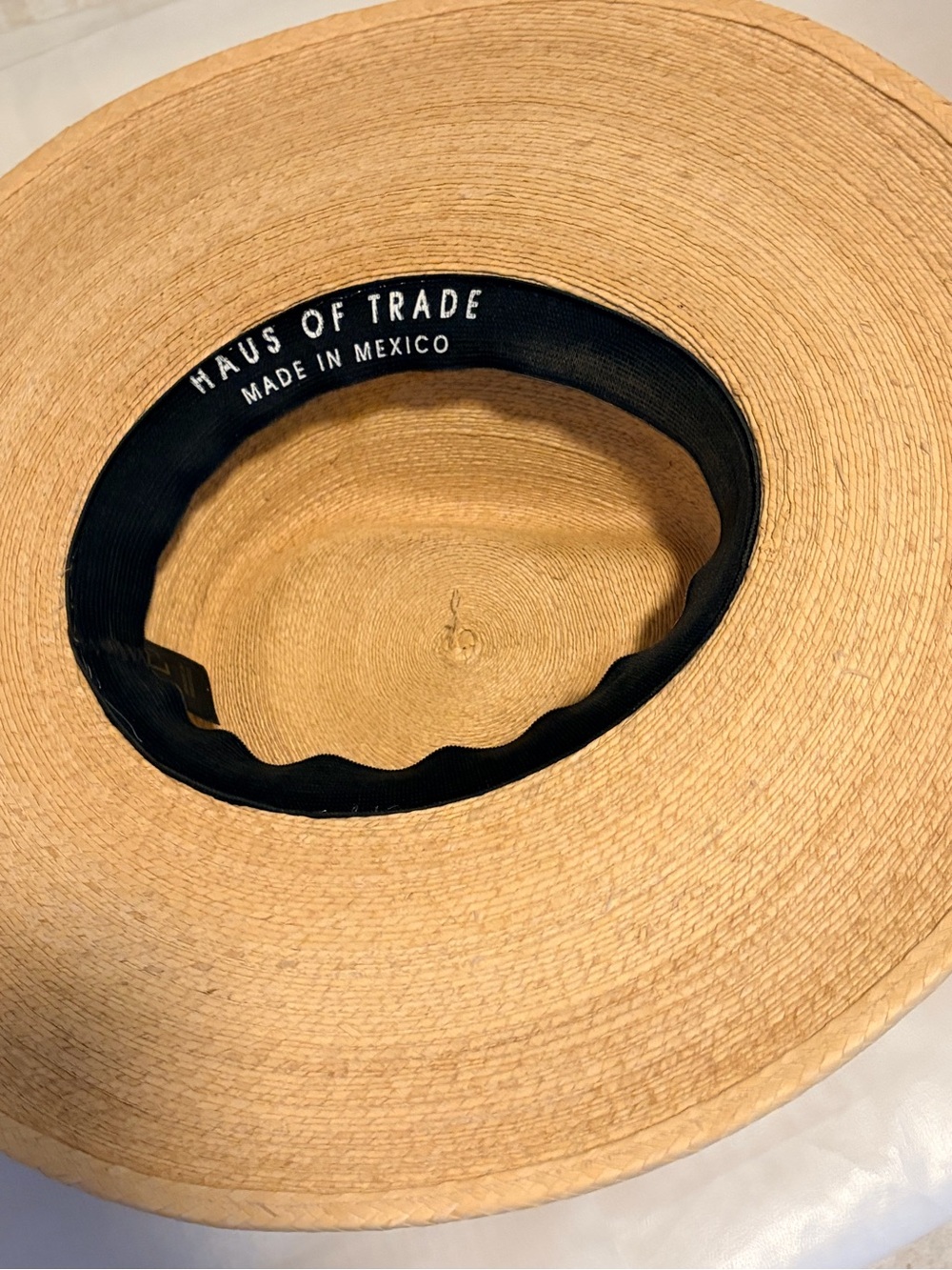 Handwoven Wide-Brim Straw Sun Hat - Natural Tan Haus of Trade Size Large - Picture 10 of 13